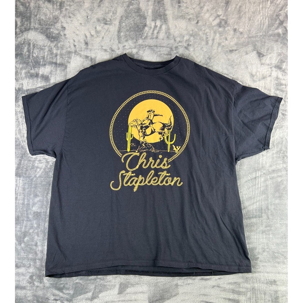 Chris‎ Stapleton Cowboy Concert T-Shirt 3XL Black Moon Rider Graphic 2022 Tour